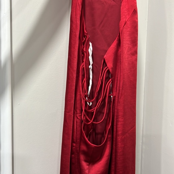 LPA Raveena Halter Scarf Maxi Dress in Cherry Red - Picture 8 of 13